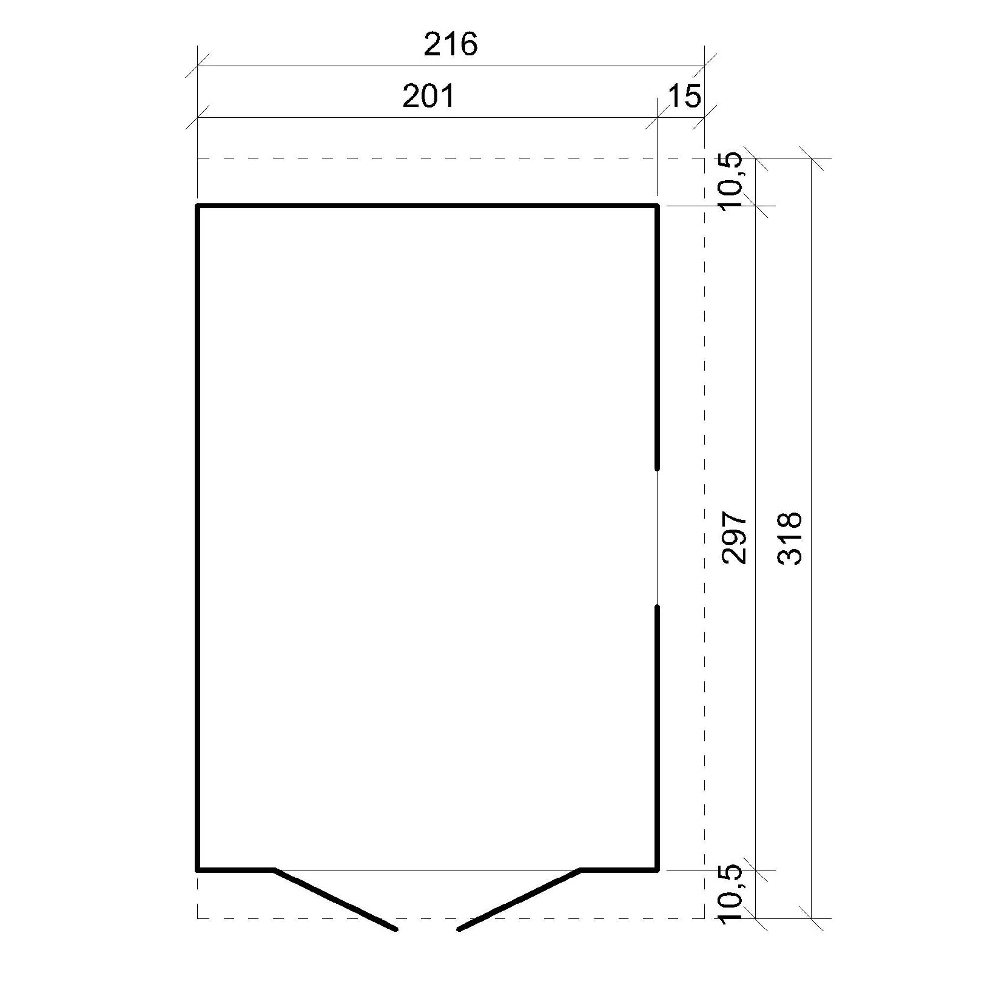 Timbela - Abri de Jardin en Bois Naturel H243x216x318 cm / 6 m² sans paroi latérale avec fenêtres - 17 mm d’épaisseur - Timbela M339 - Image 7