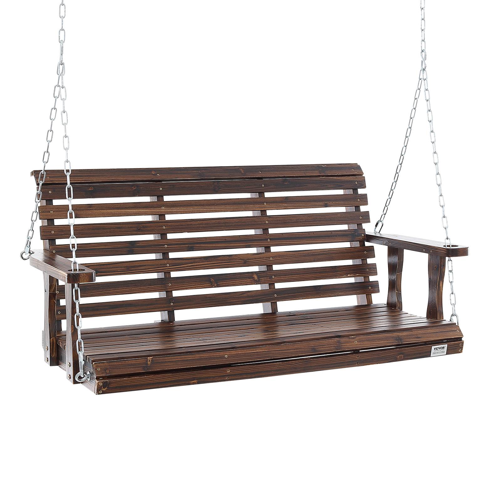Vevor - VEVOR Balançoire porche bois 1370x710x600 mm, charge 400 kg. Chaine suspension, marron carbonisé. - Image 1