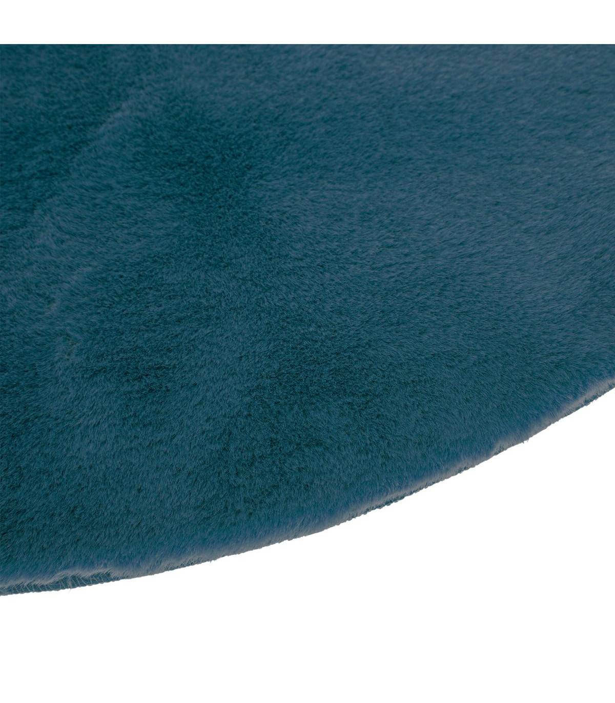 Tapis en Fourrure Bleu Canard Extra Doux D 80 cm - Image 2