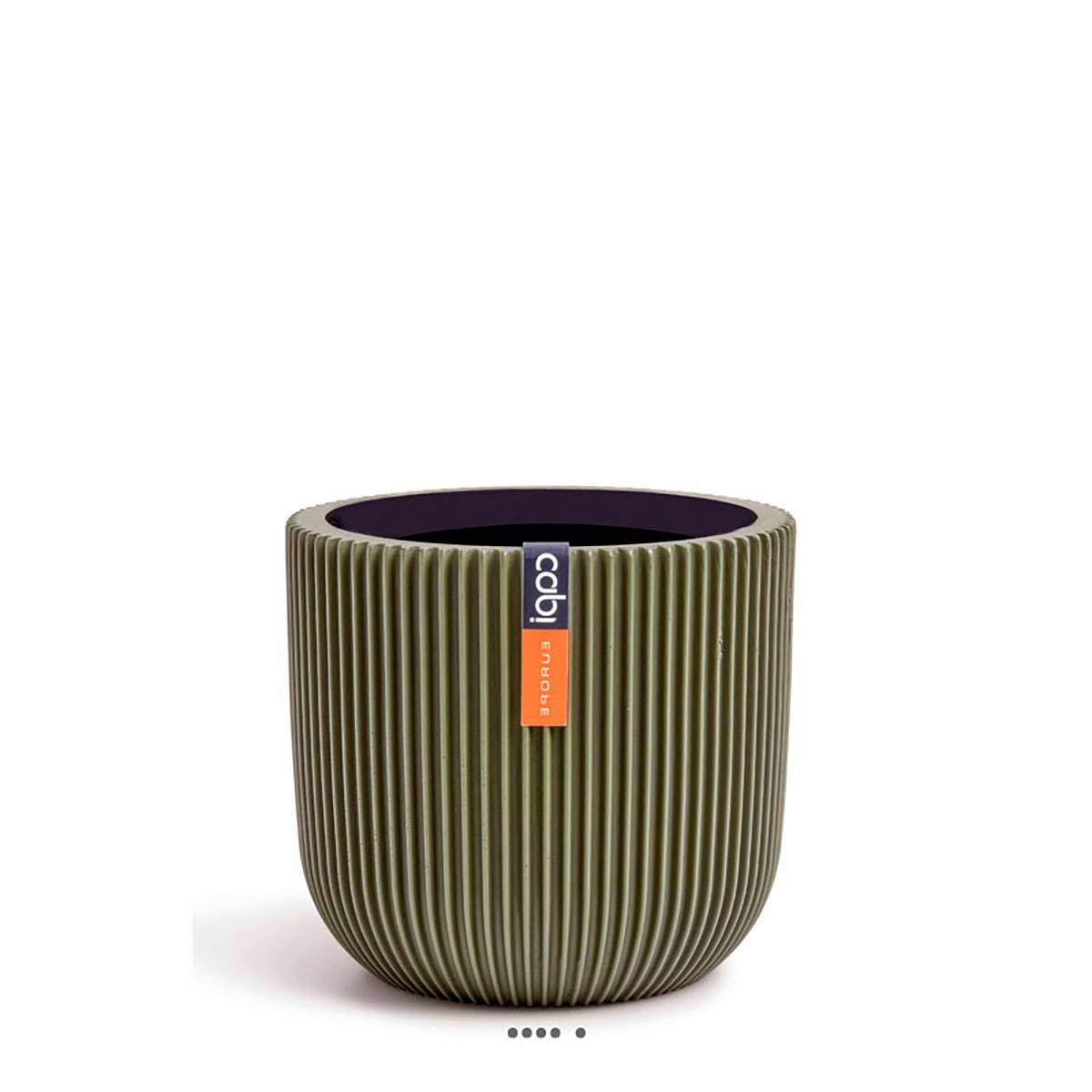 Artificielles - Pot Groove plastique forme eggpot H 13 x D 14cm Vert - dimhaut: H 13 cm - couleur: Vert - Image 1