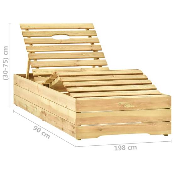 Chaise longue | Transat | Bain de soleil de jardin avec table et coussin Pin imprégné - Image 8