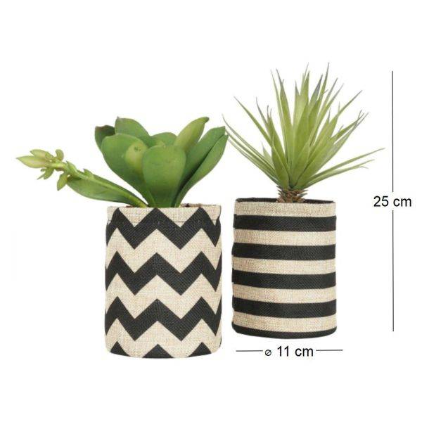 Ligne Deco - Succulentes dans pot en toile de jute 26 cm (Lot de 2) Ligne Deco - Image 3