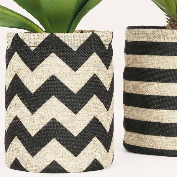 Ligne Deco - Succulentes dans pot en toile de jute 26 cm (Lot de 2) Ligne Deco - Image 2