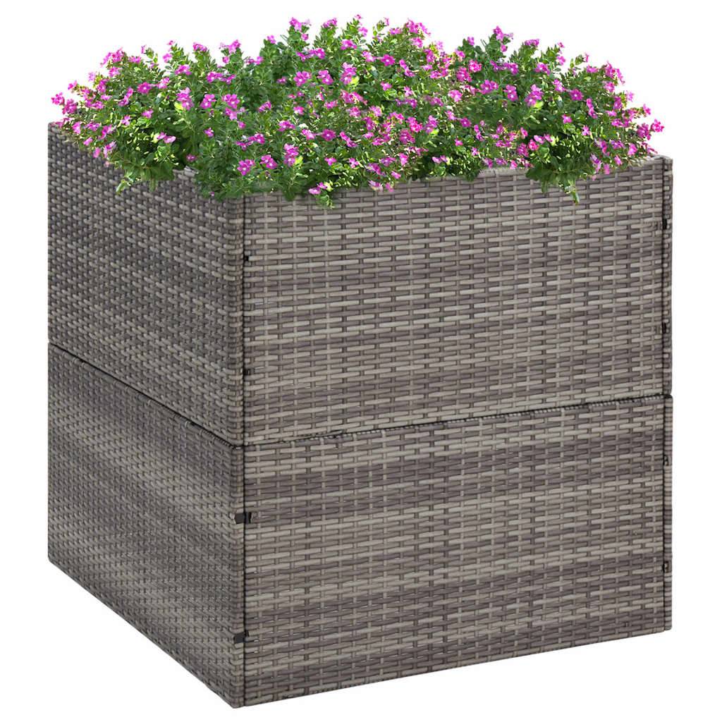 Jardinière, Bac à fleurs, Pot de fleurs Gris 80x80x80 cm Résine tressée - Image 2