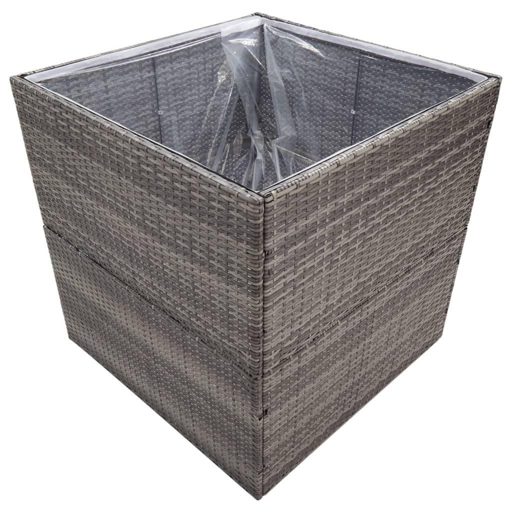 Jardinière, Bac à fleurs, Pot de fleurs Gris 80x80x80 cm Résine tressée - Image 3