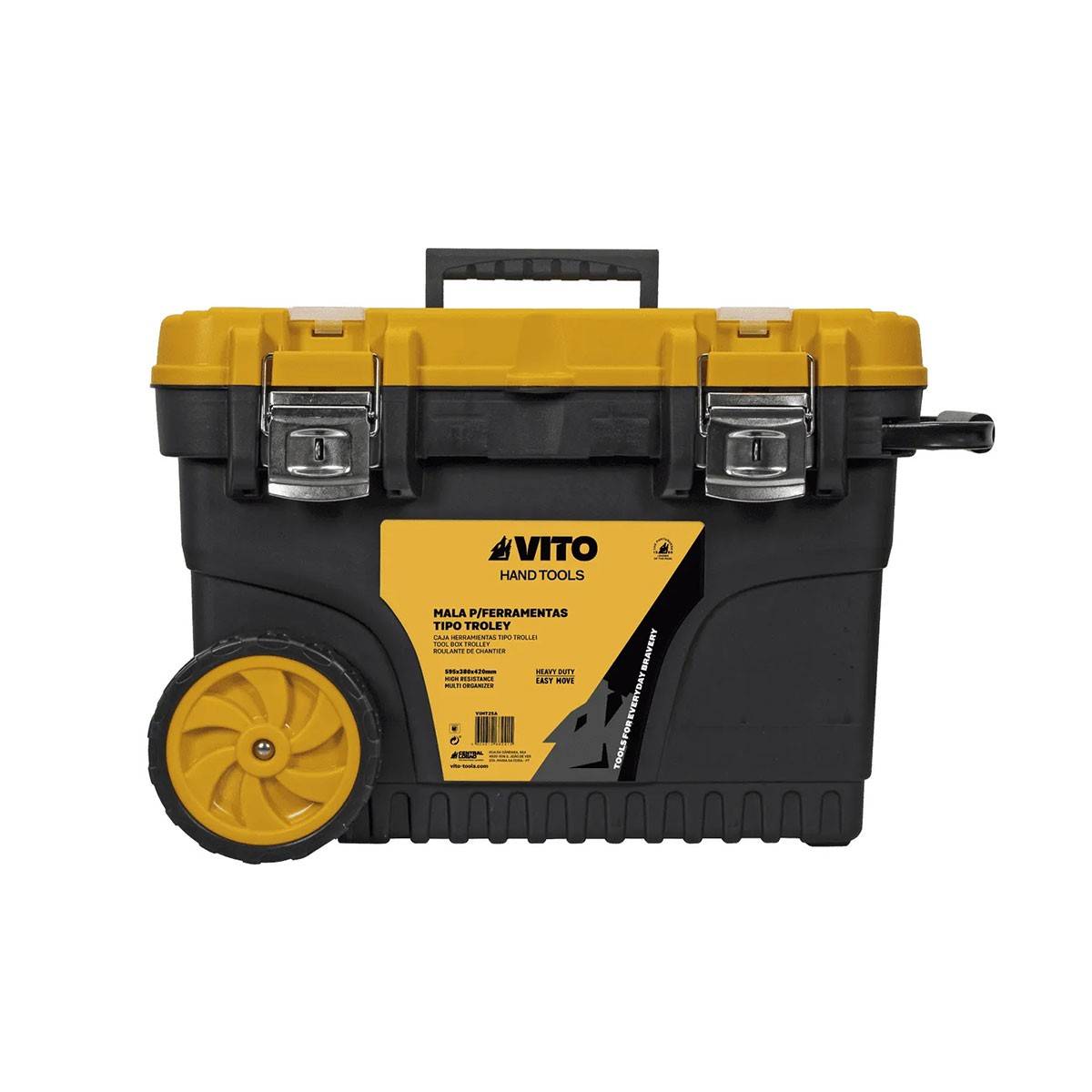 Boite à outils sur roues 595 x 380 x 420 mm Coffre de chantier Poignée télescopique Coffre à outils Servante VITO - Image 1