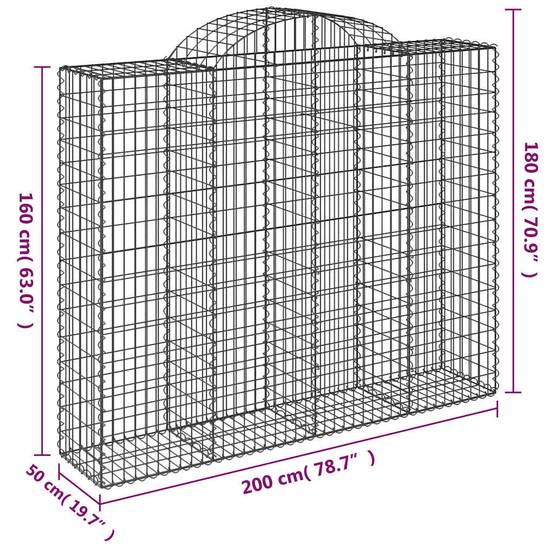 Vidaxl - Paniers à gabions arqués 15 pcs 200x50x160/180 cm Fer galvanisé vidaXL 3146396 - Image 7