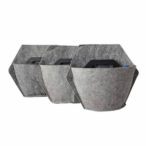 Pack de 3 pots muraux CitySens noirs avec couverture textile et arrosage manuel - Image 1