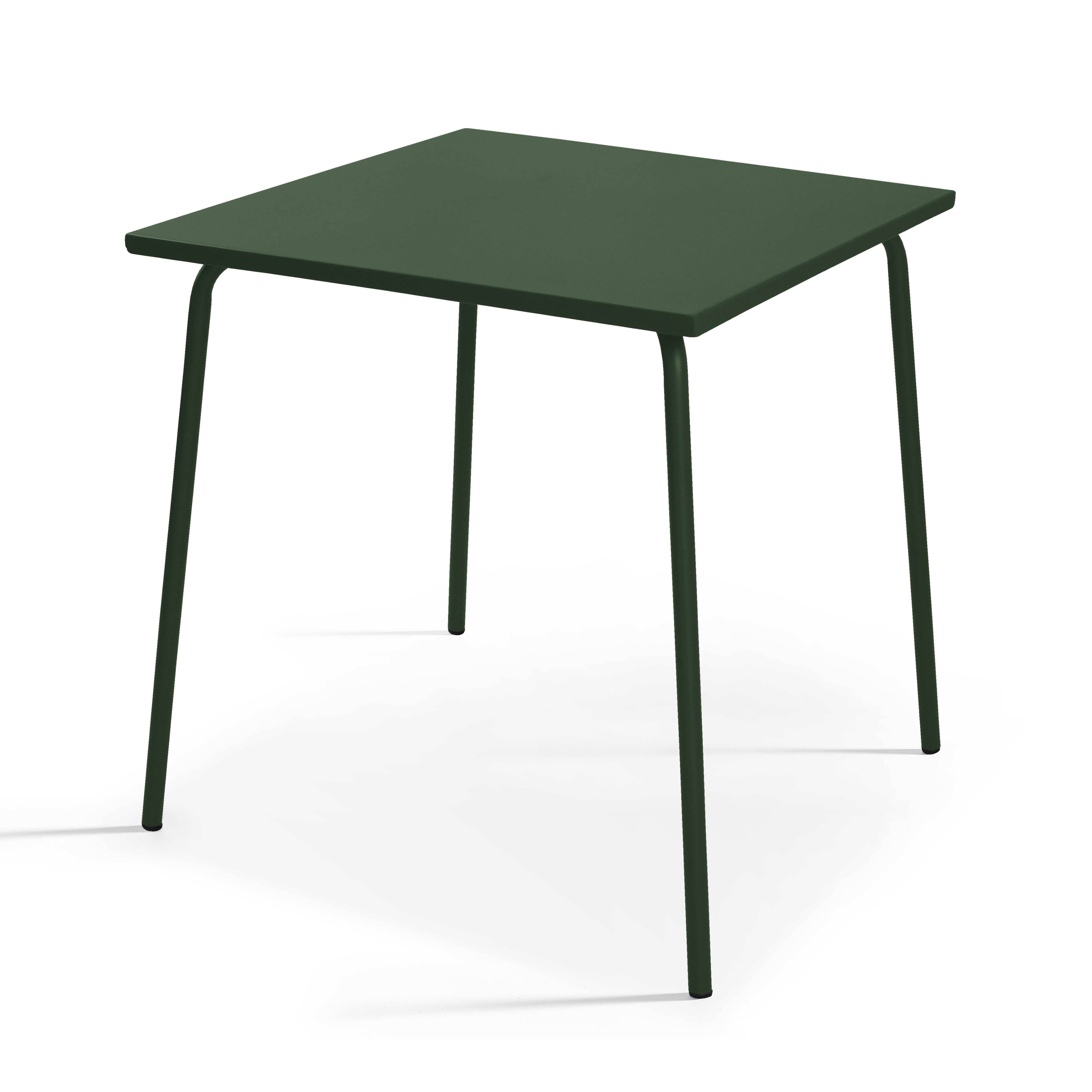 Oviala - Ensemble table de jardin carrée et 4 fauteuils acier 70 cm vert forêt Palavas - Oviala - Image 2