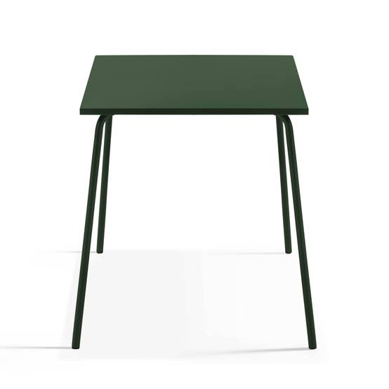 Oviala - Ensemble table de jardin carrée et 4 fauteuils acier 70 cm vert forêt Palavas - Oviala - Image 3