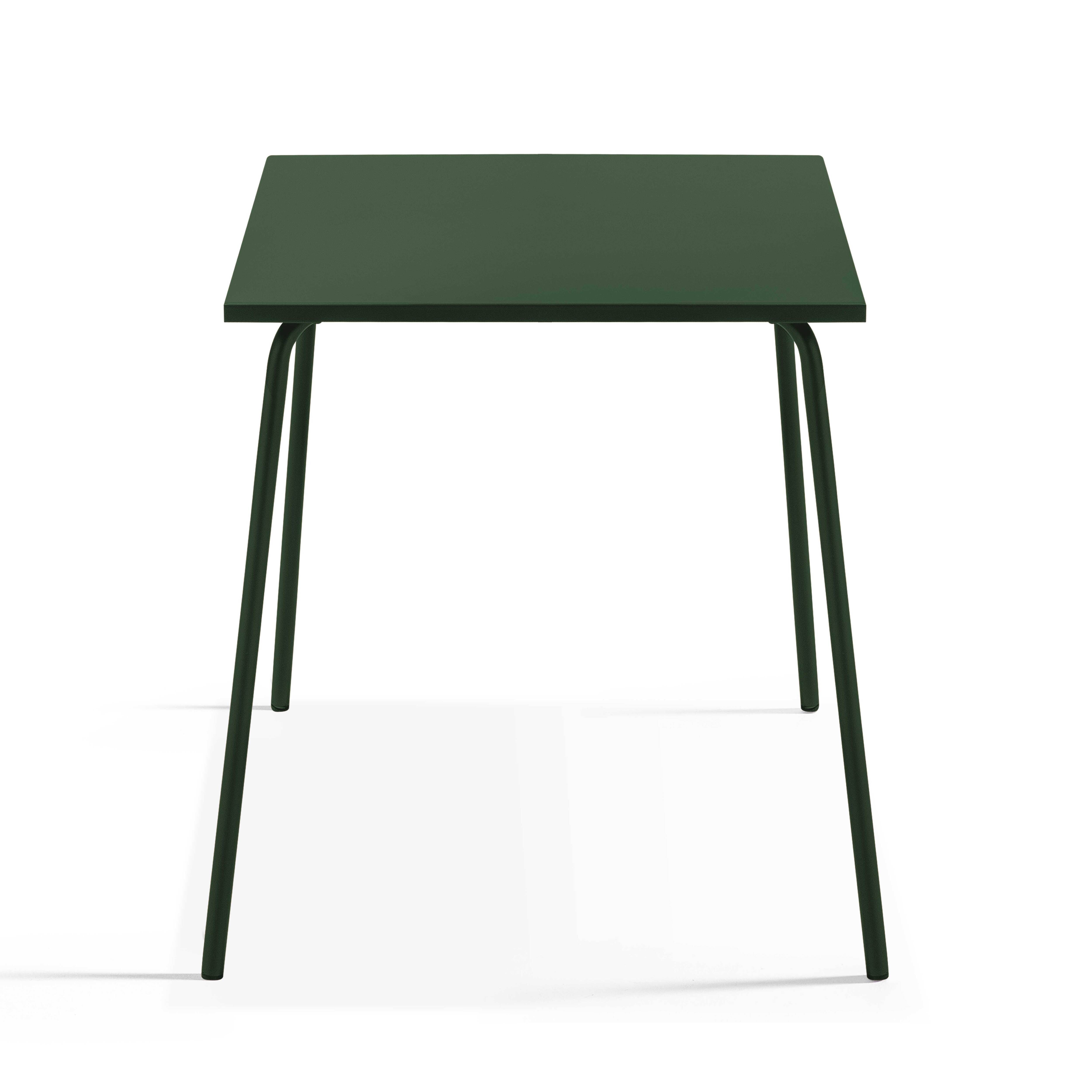 Oviala - Ensemble table de jardin carrée et 4 fauteuils acier 70 cm vert forêt Palavas - Oviala - Image 3