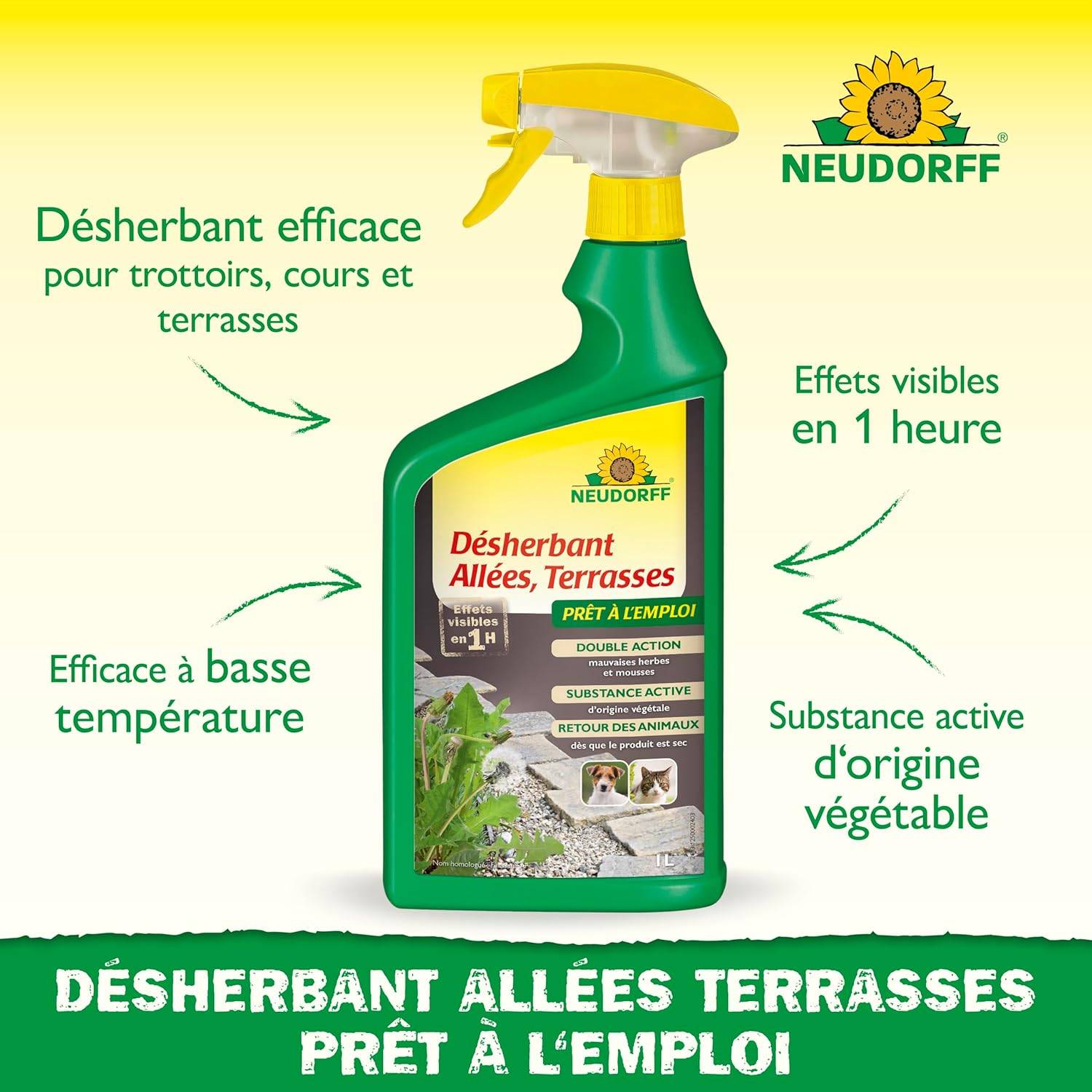 Neudorff - Neudorff Désherbant Allées Terrasses prêt à l'emploi, Pulvérisateur 1 l – Élimin - Image 3