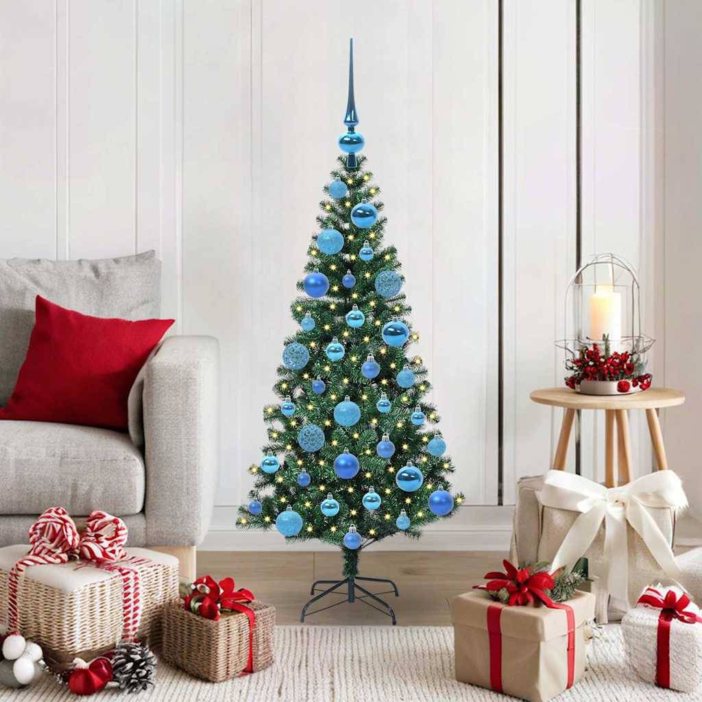 ComfortXL - Petit Sapin de Noël Artificiel Vert 120 cm, Kit Complet avec 150 LED et 60 Boules Rouges – ComfortXL Outdoor Living - Image 1
