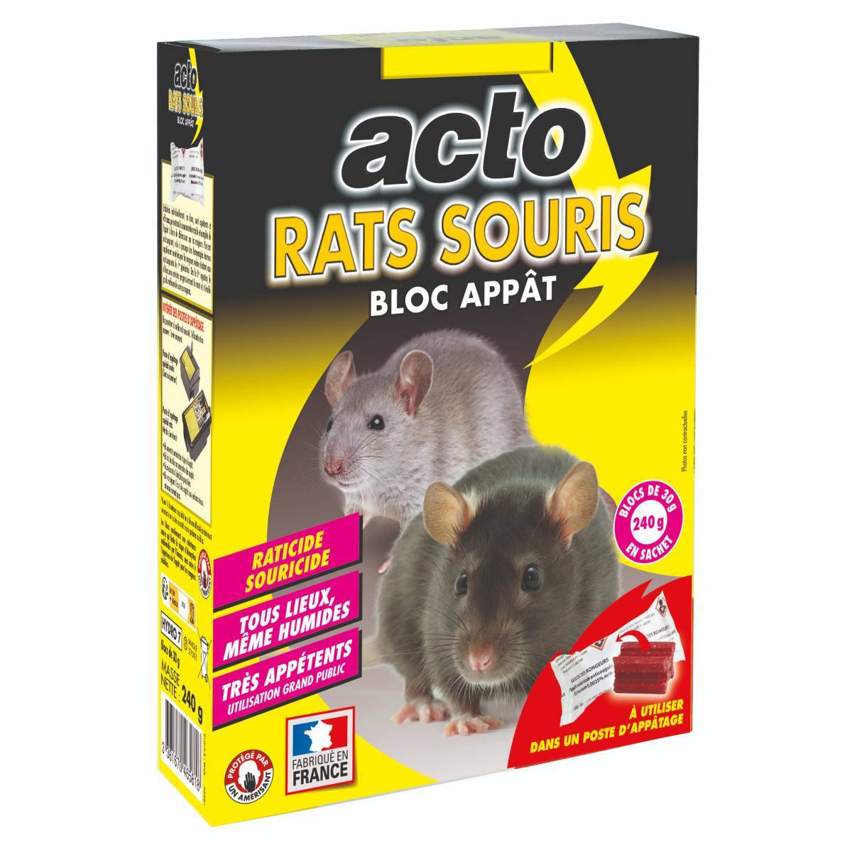 Acto - ACTO RATS - SOURIS Blocs appâts - 8 x 30 grs - Le meilleur choix pour une dératisation efficace - Image 1
