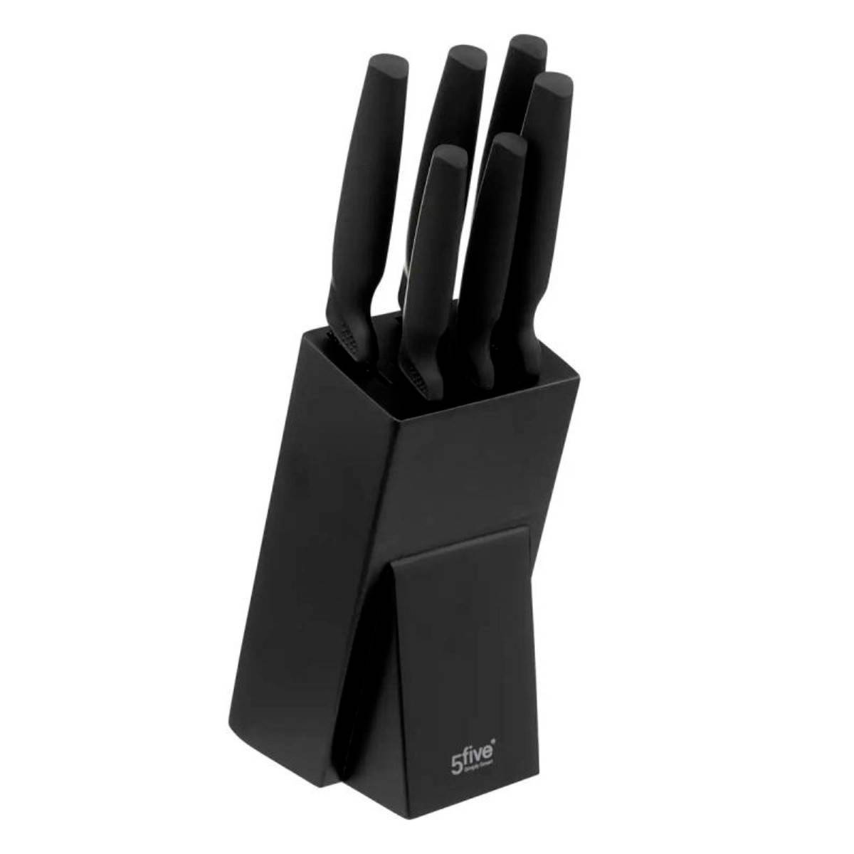 Bloc 6 Couteaux Design "Caractère" 34cm Noir - Image 1