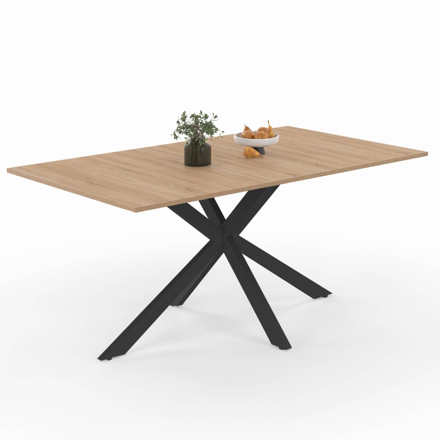 Table à manger extensible rectangle ALIX 6-10 personnes bois et noir 160-200 cm - Image 5