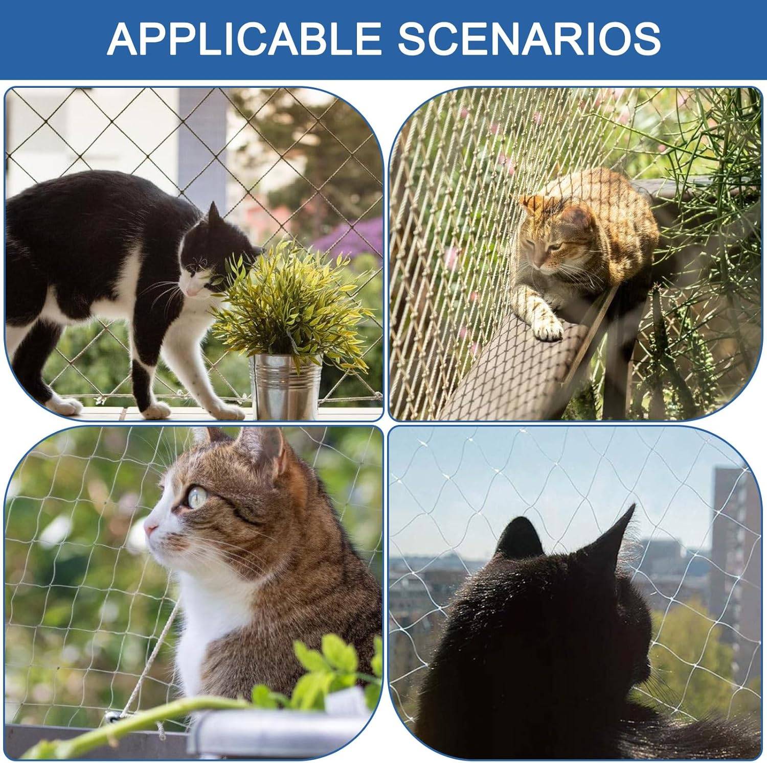 Filet de clôture anti-chute pour chat, filet anti-chute pour clôture, adapté au filet d'escalier de fenêtre de balcon (1,5 * 2 mètres)-Lytech - Image 5