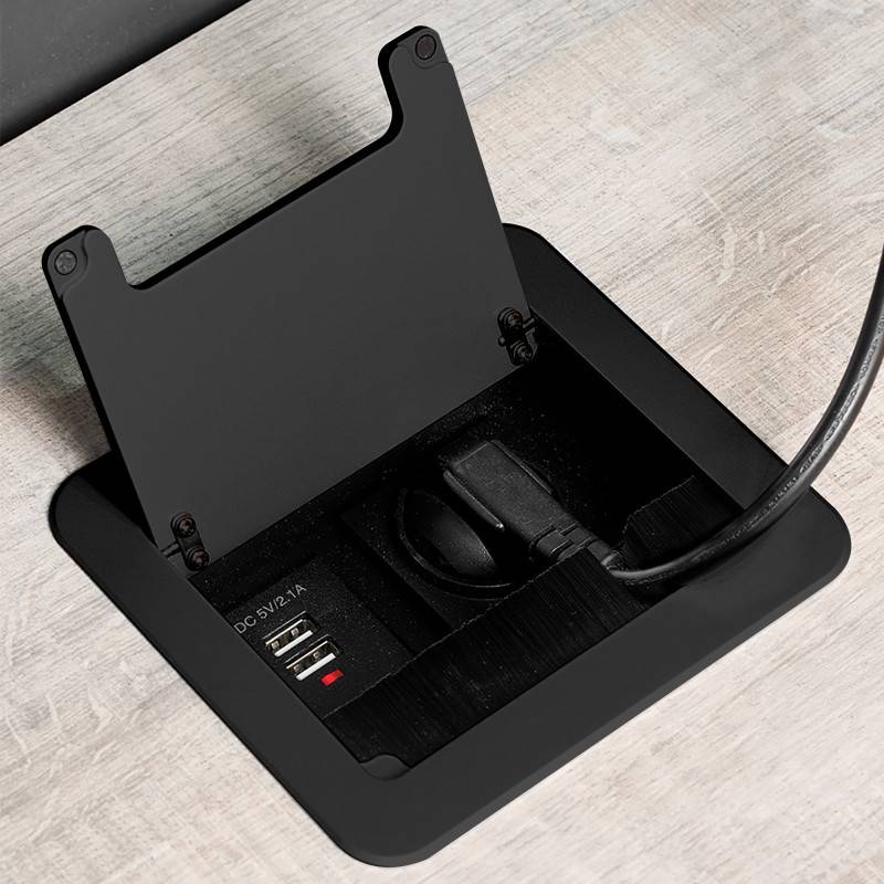 Emuca - Emuca 5029714 Multiconnecteur Atom 14 Pour Bureau, Eu, Peint En Noir, Acier Et Plastique Et Aluminium. - Image 2