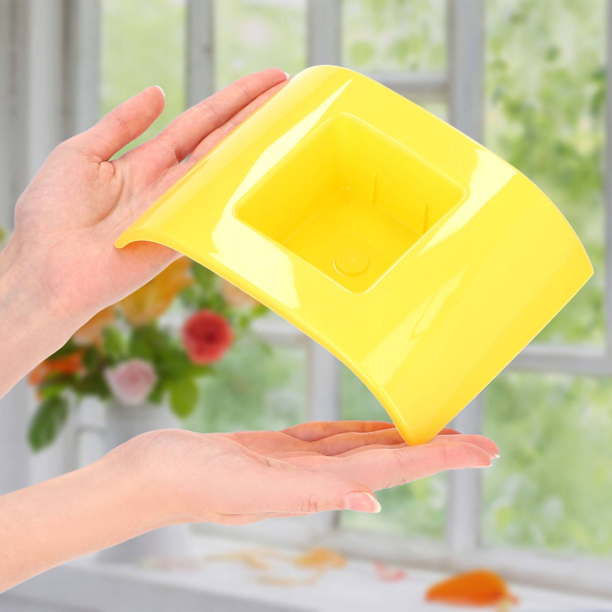 Ikebana Vase en plastique - Pot de fleurs - Support japonais pour tournesol - 19,2 cm - Jaune - Image 4