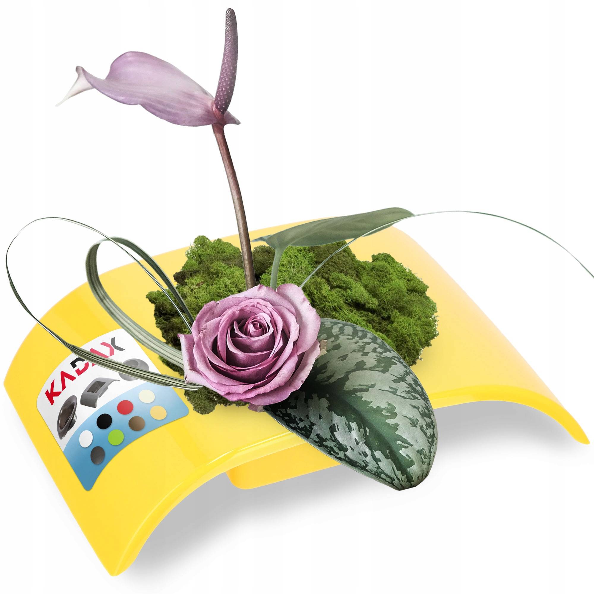 Ikebana Vase en plastique - Pot de fleurs - Support japonais pour tournesol - 19,2 cm - Jaune - Image 3