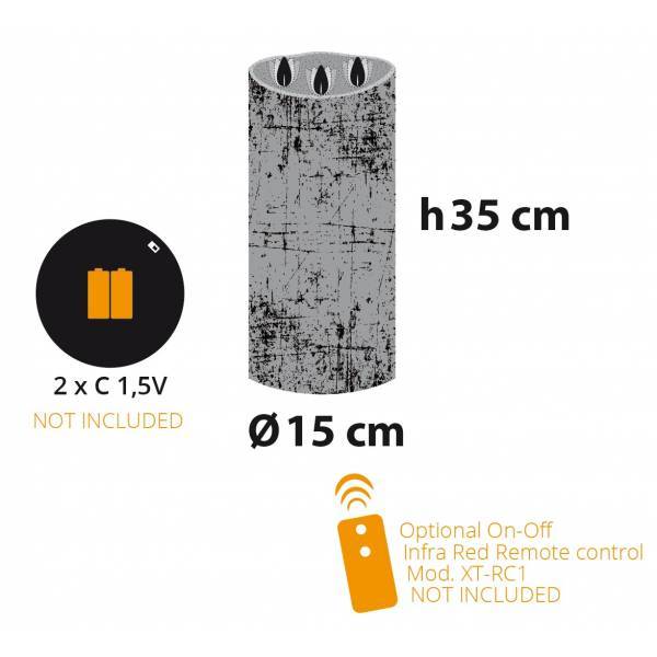 Lotti - Bougie LED en vraie cire Ivoire à piles 3 flammes oscillantes H35cm Blanc chaud Timer Lotti - Image 2