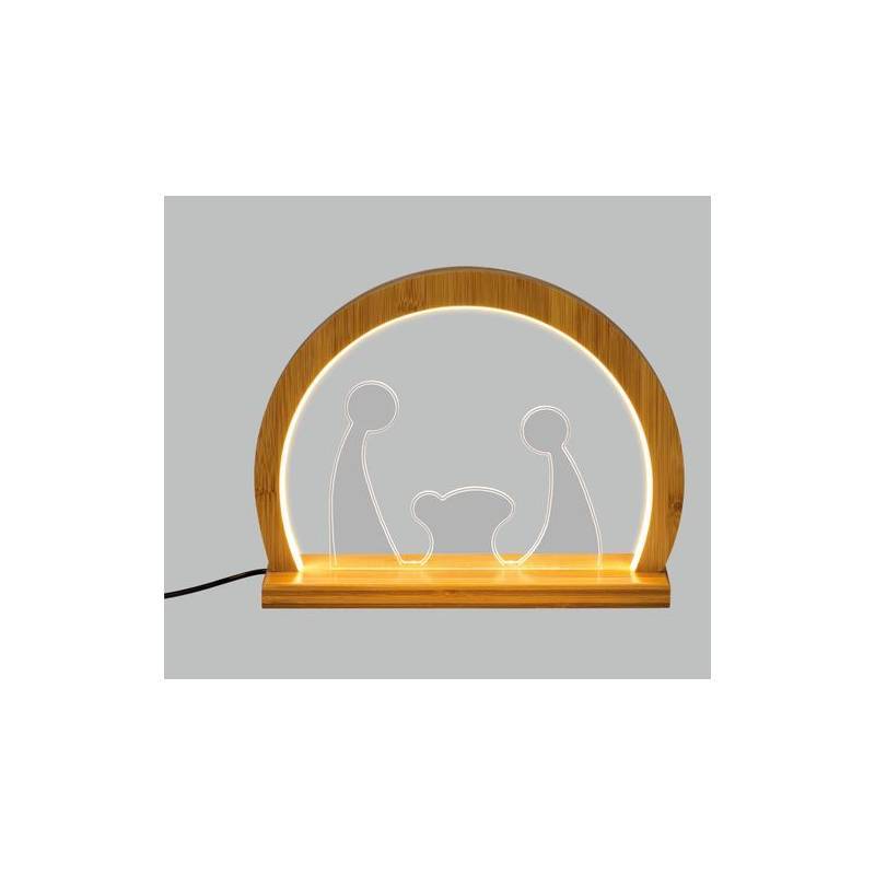 Lotti - Crèche lumineuse en bois néon LED blanc chaud 26cm intérieur Lotti - Image 3