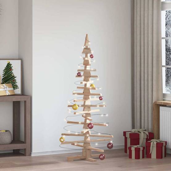 Sapin de Noël en bois de pin massif à décorer pour intérieur extérieur 150 cm – ComfortXL Outdoor Living - Image 1