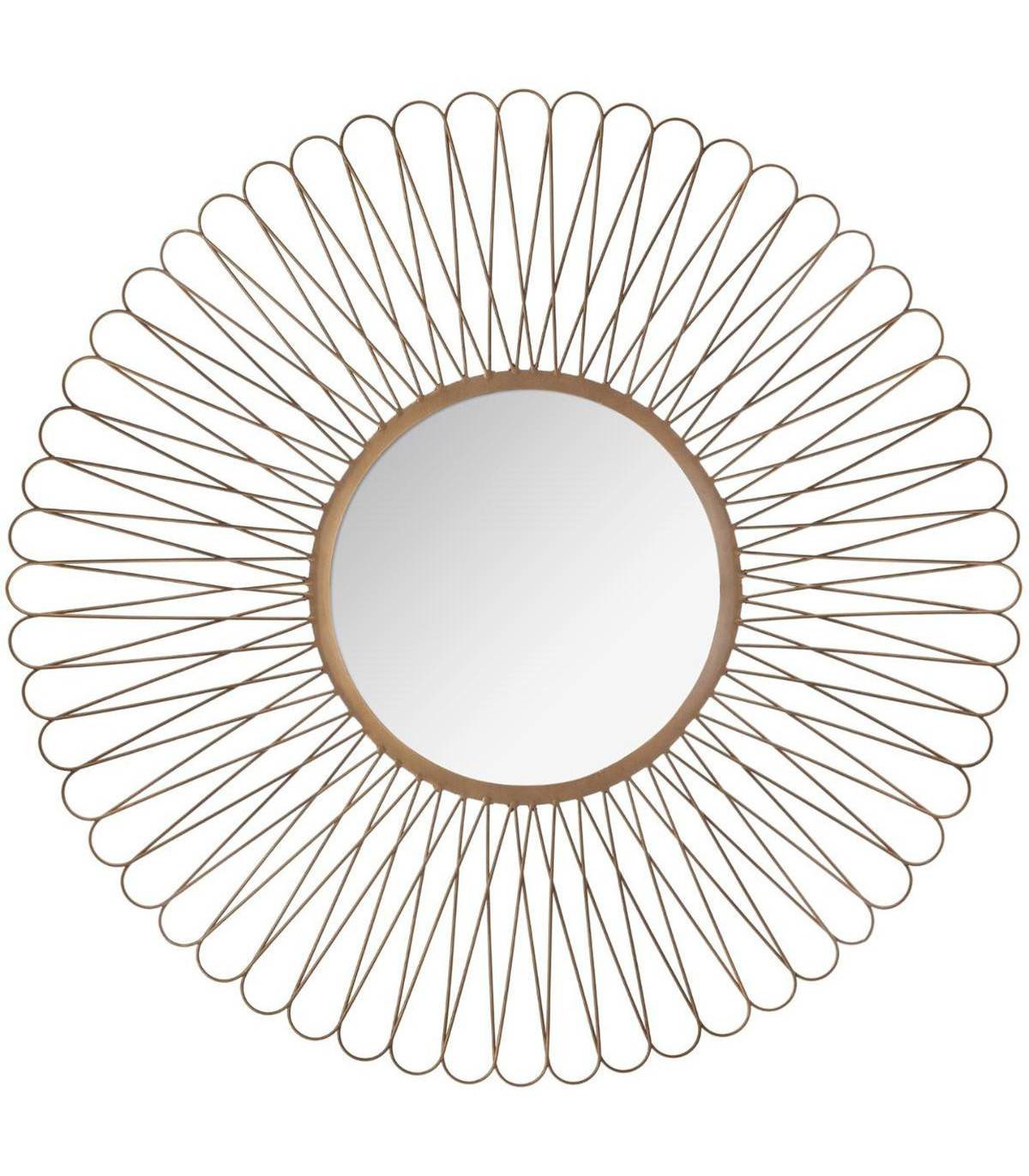 Grand Miroir mural Soleil en métal doré D 76 cm - Image 1