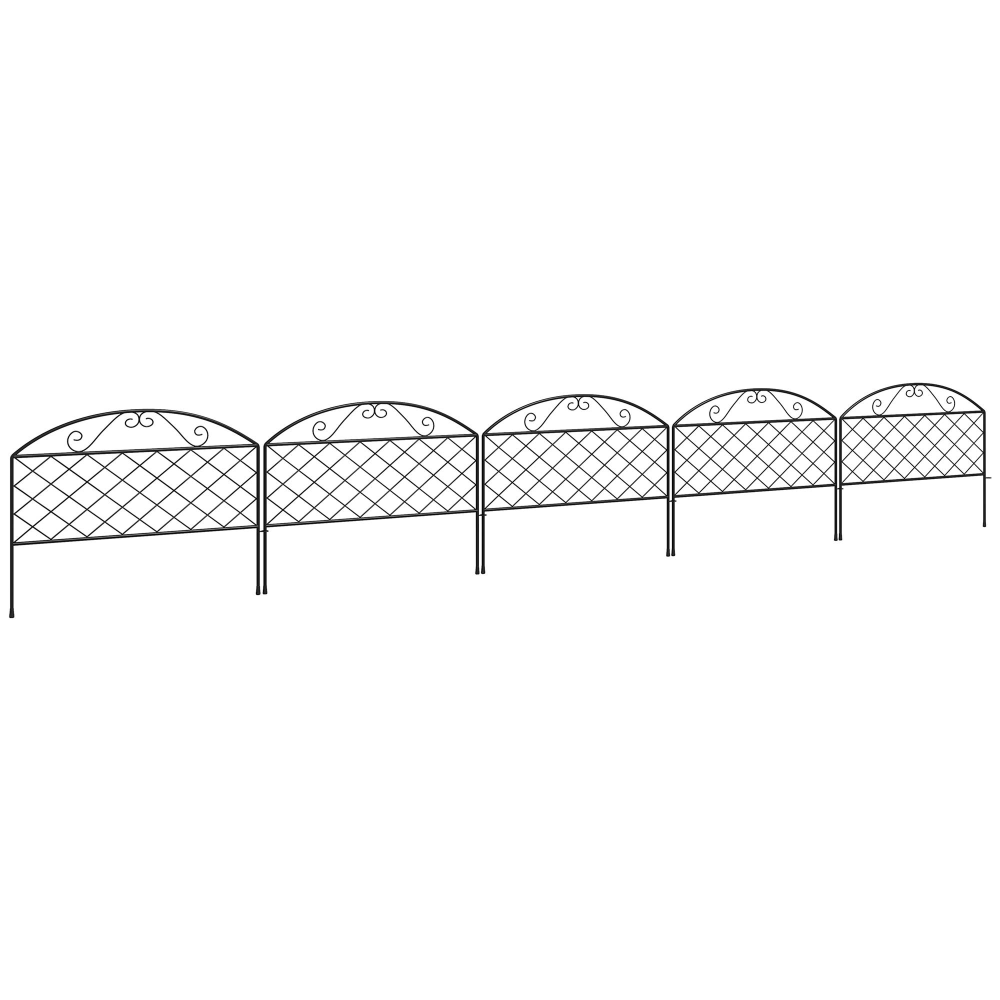 Outsunny - Lot de 5 clôtures de jardin décoratives avec ornements métal noir - Outsunny - Image 1