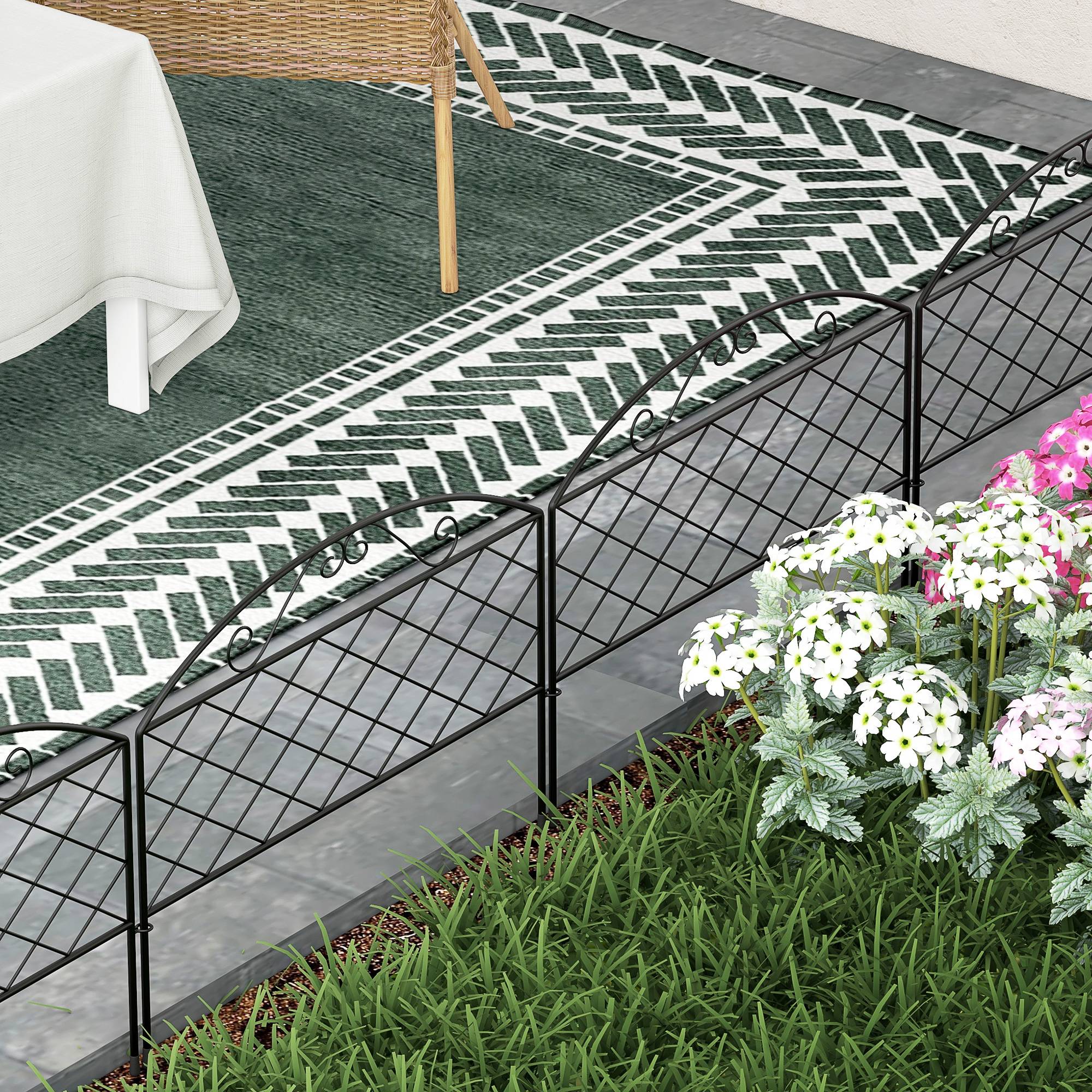 Outsunny - Lot de 5 clôtures de jardin décoratives avec ornements métal noir - Outsunny - Image 4