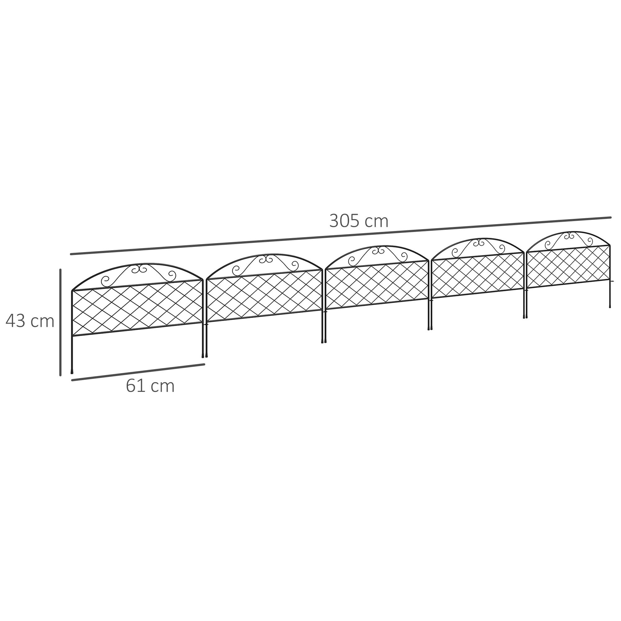 Outsunny - Lot de 5 clôtures de jardin décoratives avec ornements métal noir - Outsunny - Image 3