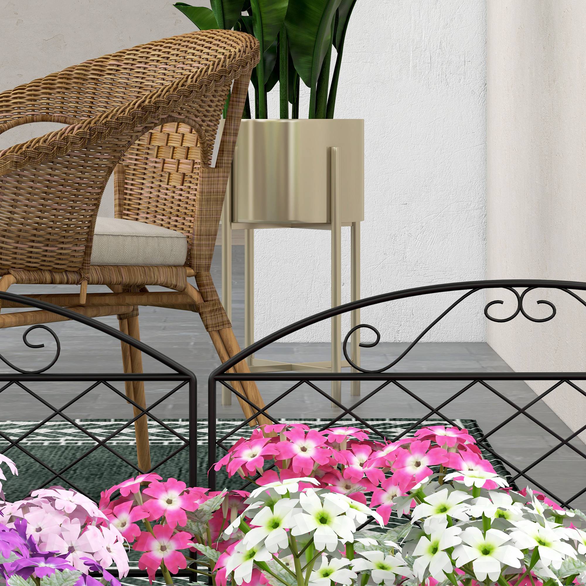 Outsunny - Lot de 5 clôtures de jardin décoratives avec ornements métal noir - Outsunny - Image 5