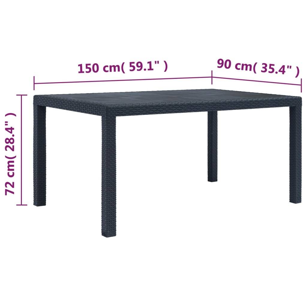 Vidaxl - Table de jardin Anthracite 150x90x72 cm Plastique Aspect rotin vidaXL 45605 - Image 3