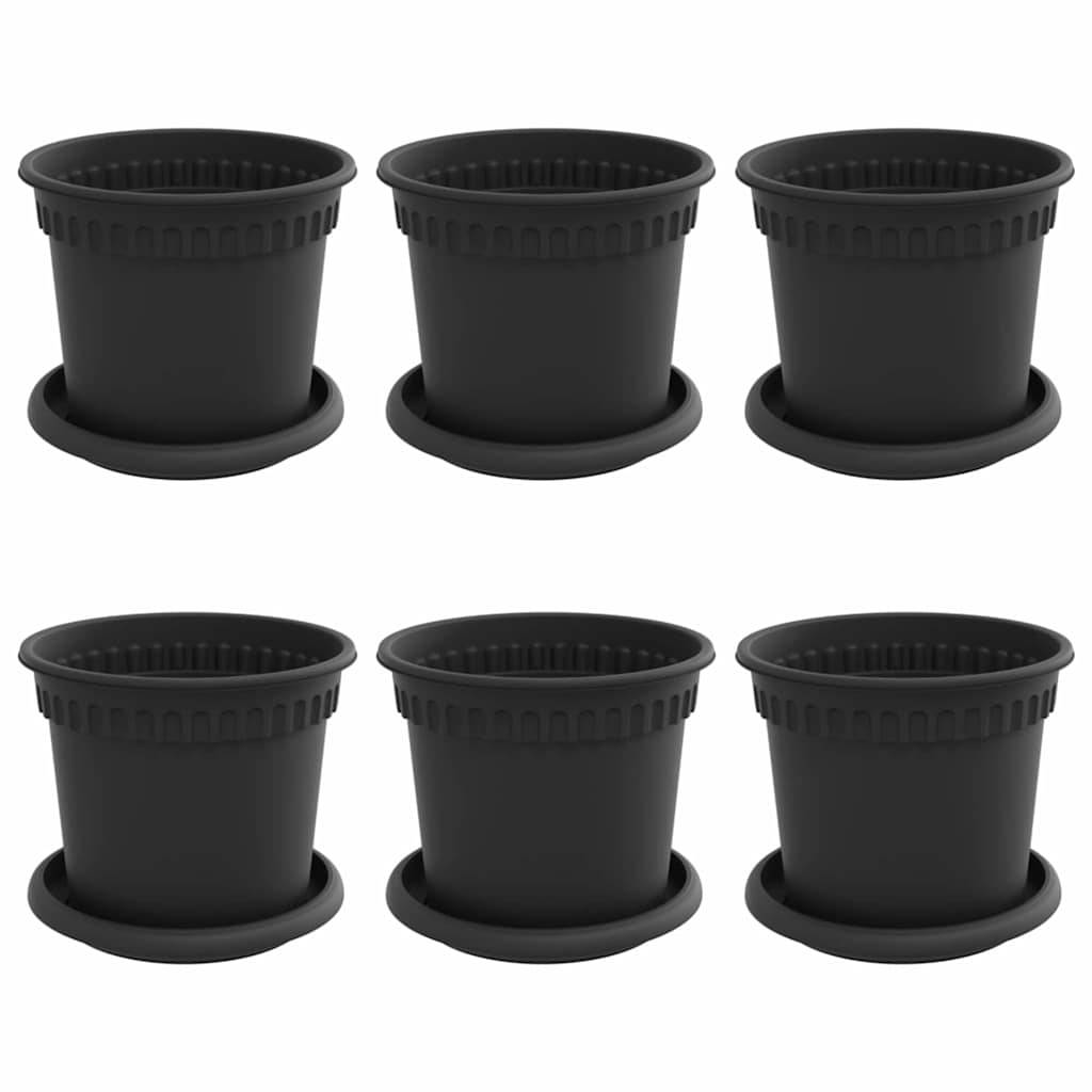 Vidaxl - Pots de plantes 6 pc Noir Plastique vidaXL 3403259 - Image 2