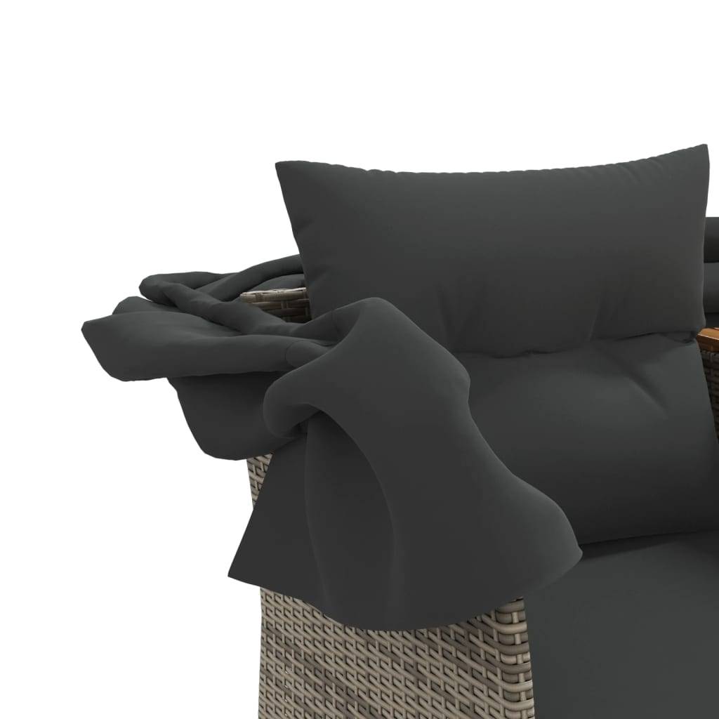 ComfortXL - Canapé Extérieur 2 Assises Poly Rotin avec Toit Pliable et Table Centrale Bois – Gris – ComfortXL Outdoor Living - Image 9