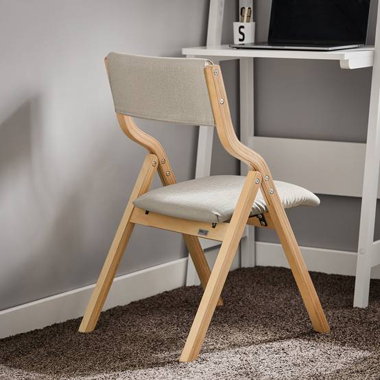 SoBuy Chaise Pliante en Bois avec Assise Rembourrée, Portable et Légère, Gris - Image 2