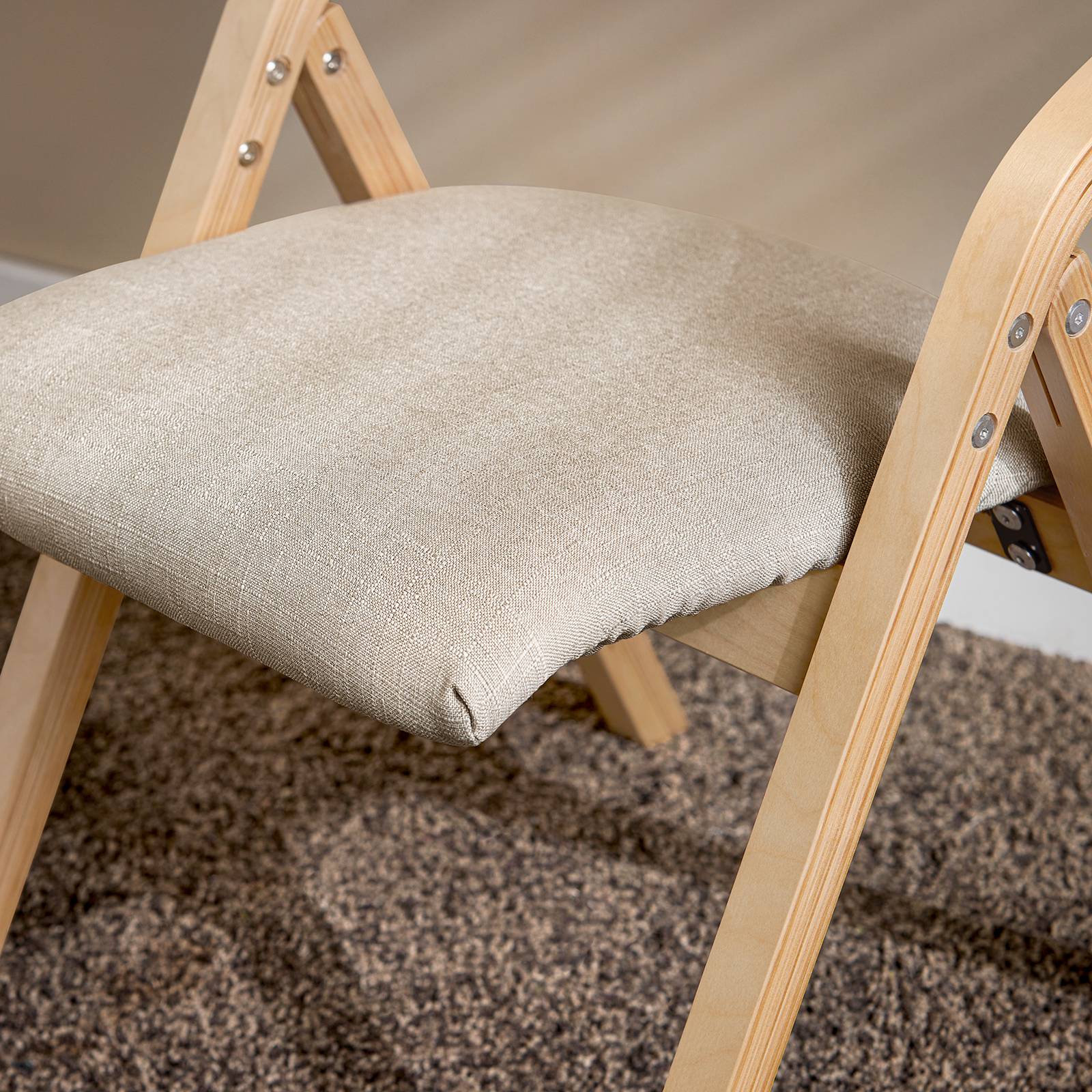 SoBuy Chaise Pliante en Bois avec Assise Rembourrée, Portable et Légère, Gris - Image 8