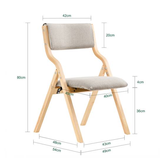 SoBuy Chaise Pliante en Bois avec Assise Rembourrée, Portable et Légère, Gris - Image 3