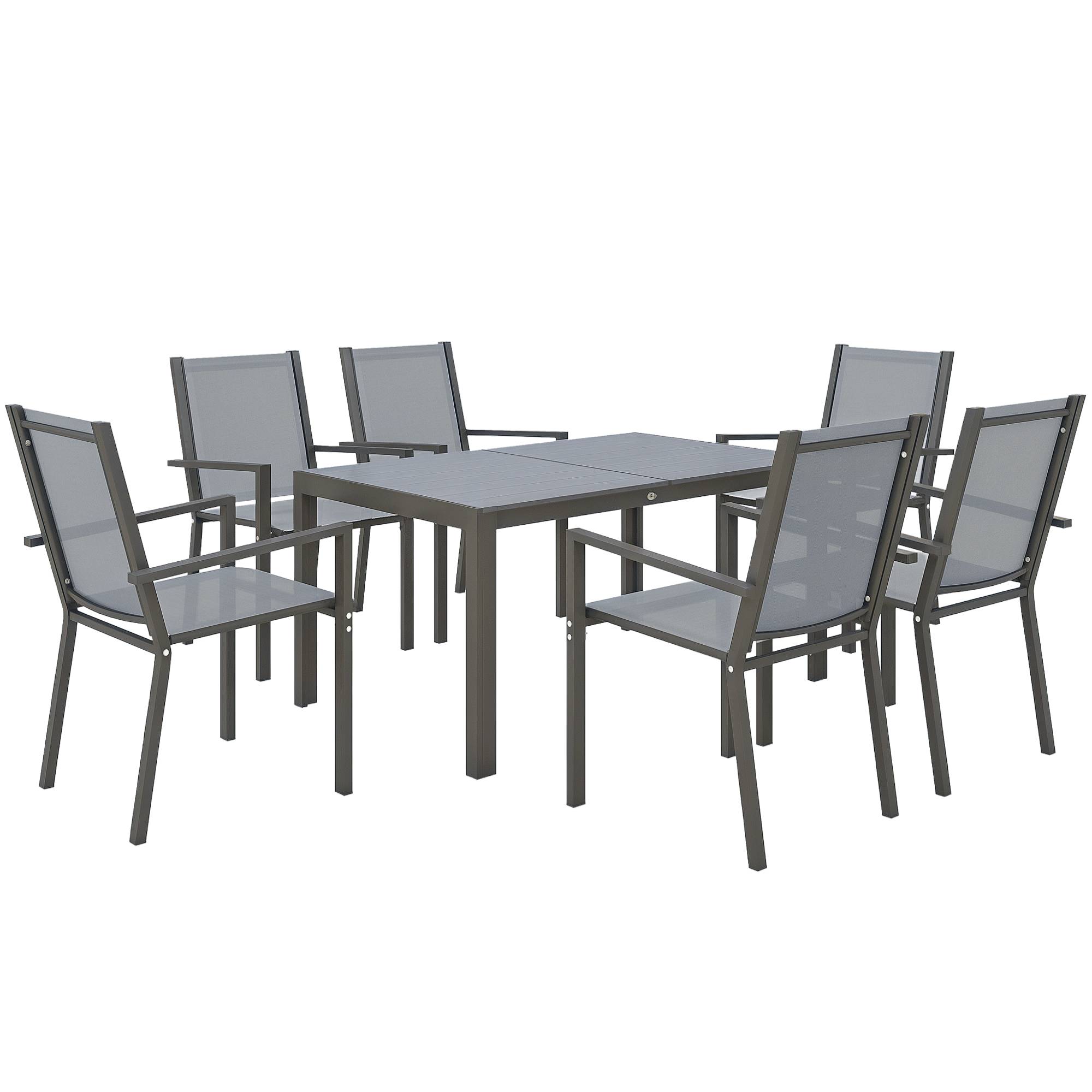 PANGIVO - Salon de jardin acier et bois synthétique gris 150 x 90 x 73 cm - PANGIVO - Image 1
