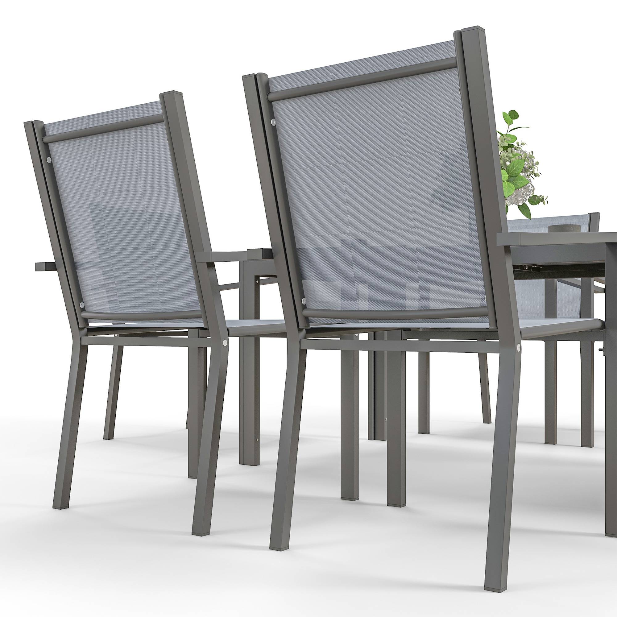 PANGIVO - Salon de jardin acier et bois synthétique gris 150 x 90 x 73 cm - PANGIVO - Image 10