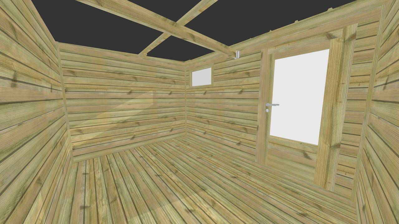 Abri Français - ABRI DE JARDIN bois  autoclave 27mm - 4,44x2,64m / 12m2 - Bac acier - Plancher bois - Image 5