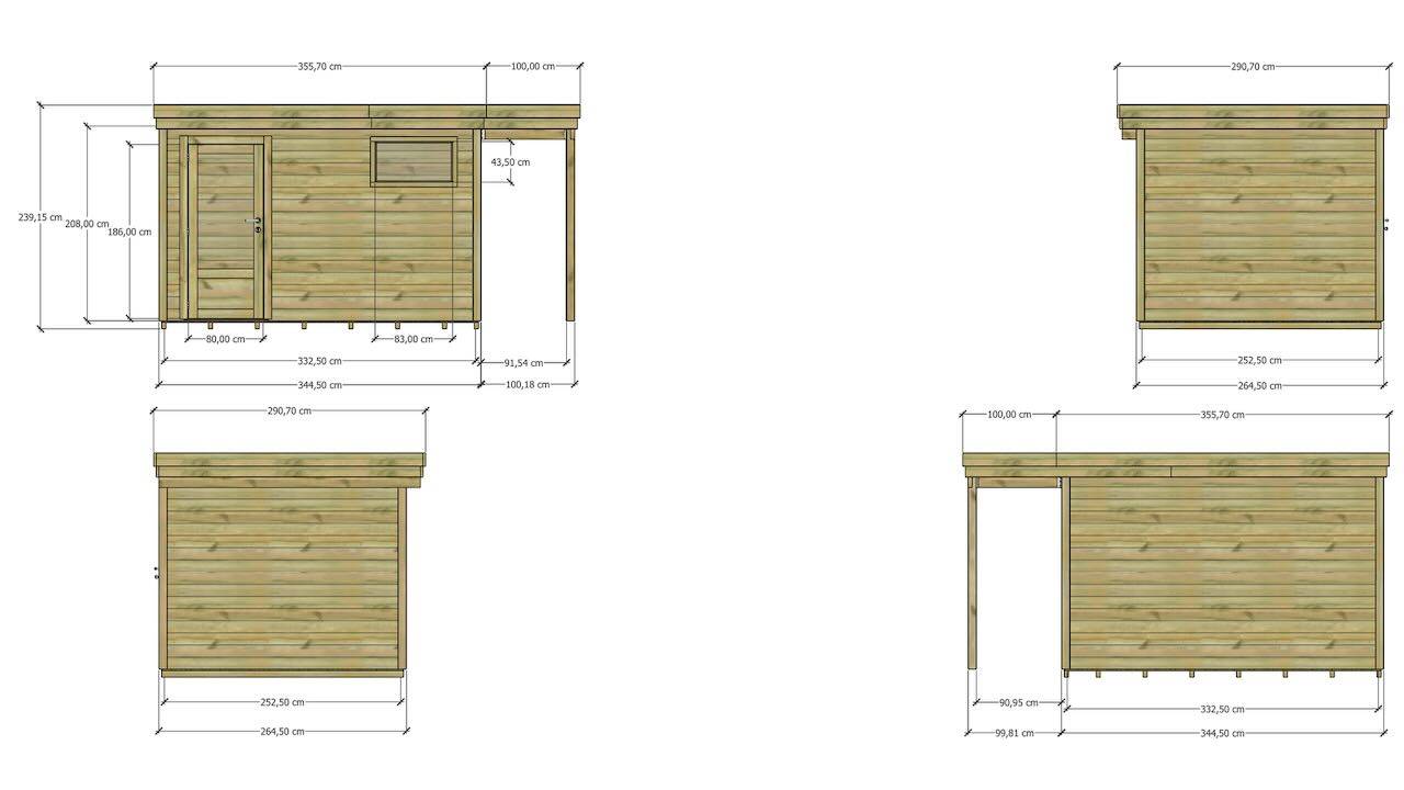 Abri Français - ABRI DE JARDIN bois autoclave 27mm - 4,44x2,64m / 12m2 - Bac acier - Plancher bois - Image 4
