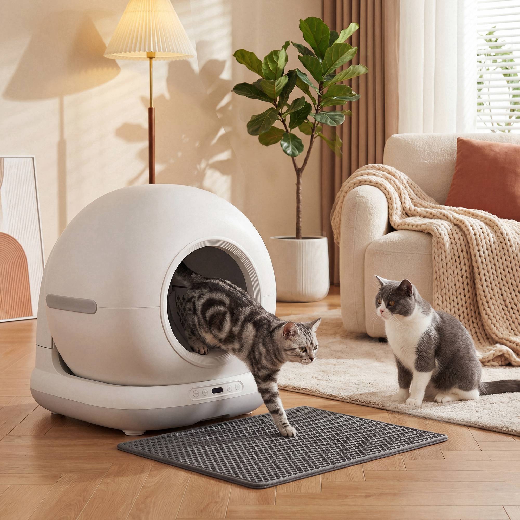 ComfortXL - Litière autonettoyante PP ABS 58,1x47,5x53 cm blanche pour chats contrôle App - ComfortXL Outdoor Living - Image 2