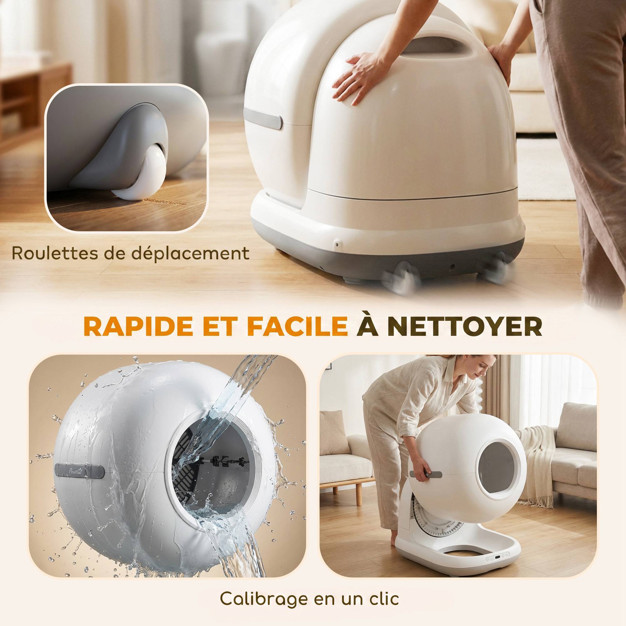 ComfortXL - Litière autonettoyante PP ABS 58,1x47,5x53 cm blanche pour chats contrôle App - ComfortXL Outdoor Living - Image 9