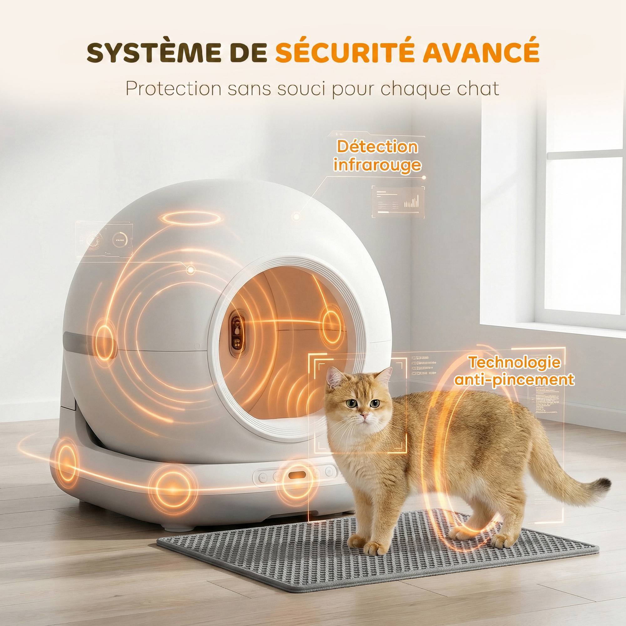 ComfortXL - Litière autonettoyante PP ABS 58,1x47,5x53 cm blanche pour chats contrôle App - ComfortXL Outdoor Living - Image 7
