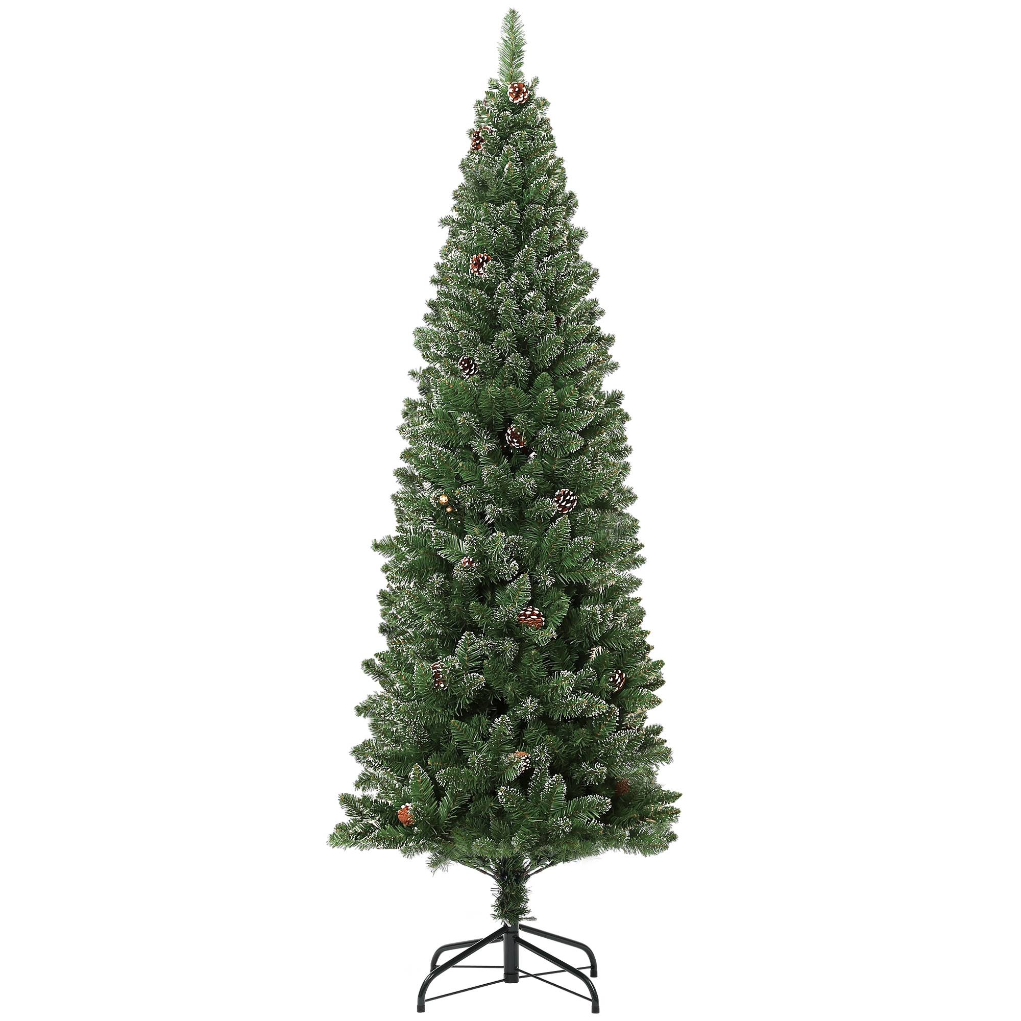Sapin de Noël artificiel 180 cm arbre de Noël Slim avec support en acier pliable, 618 branches épines, vert - Image 1