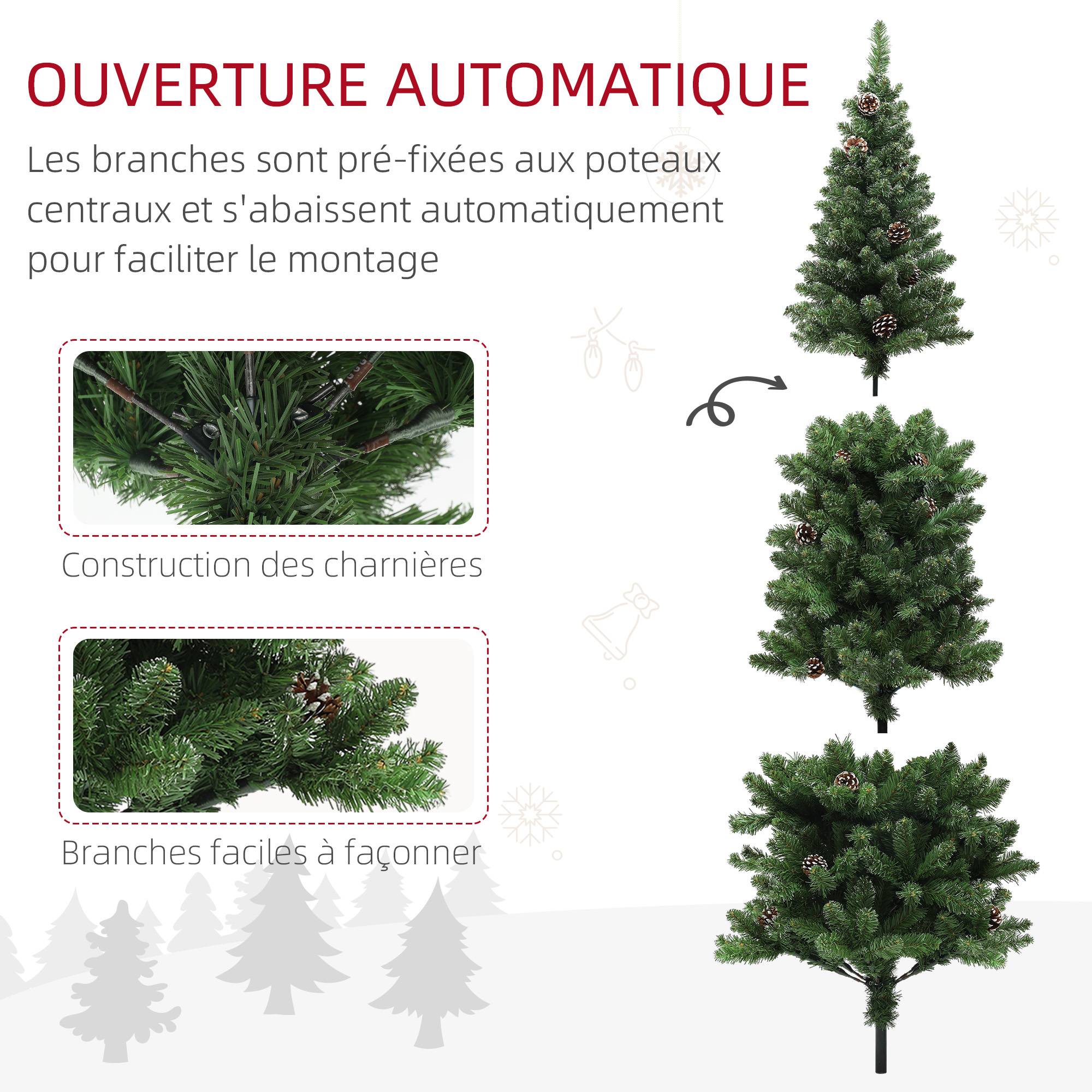 Sapin de Noël artificiel 180 cm arbre de Noël Slim avec support en acier pliable, 618 branches épines, vert - Image 8