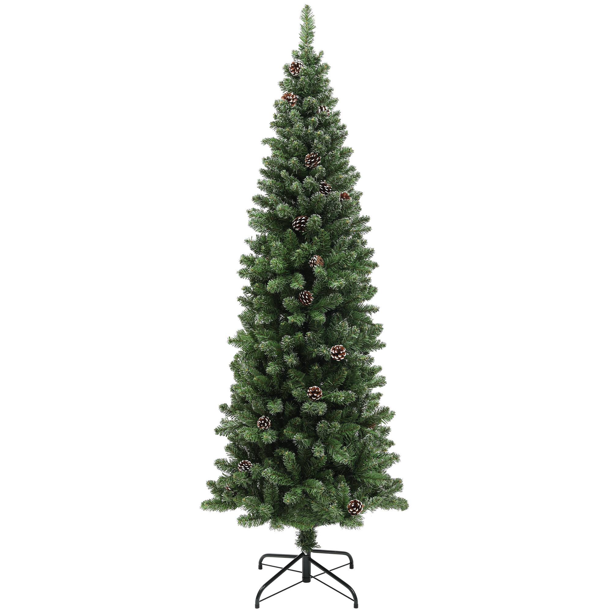 Sapin de Noël artificiel 180 cm arbre de Noël Slim avec support en acier pliable, 618 branches épines, vert - Image 2