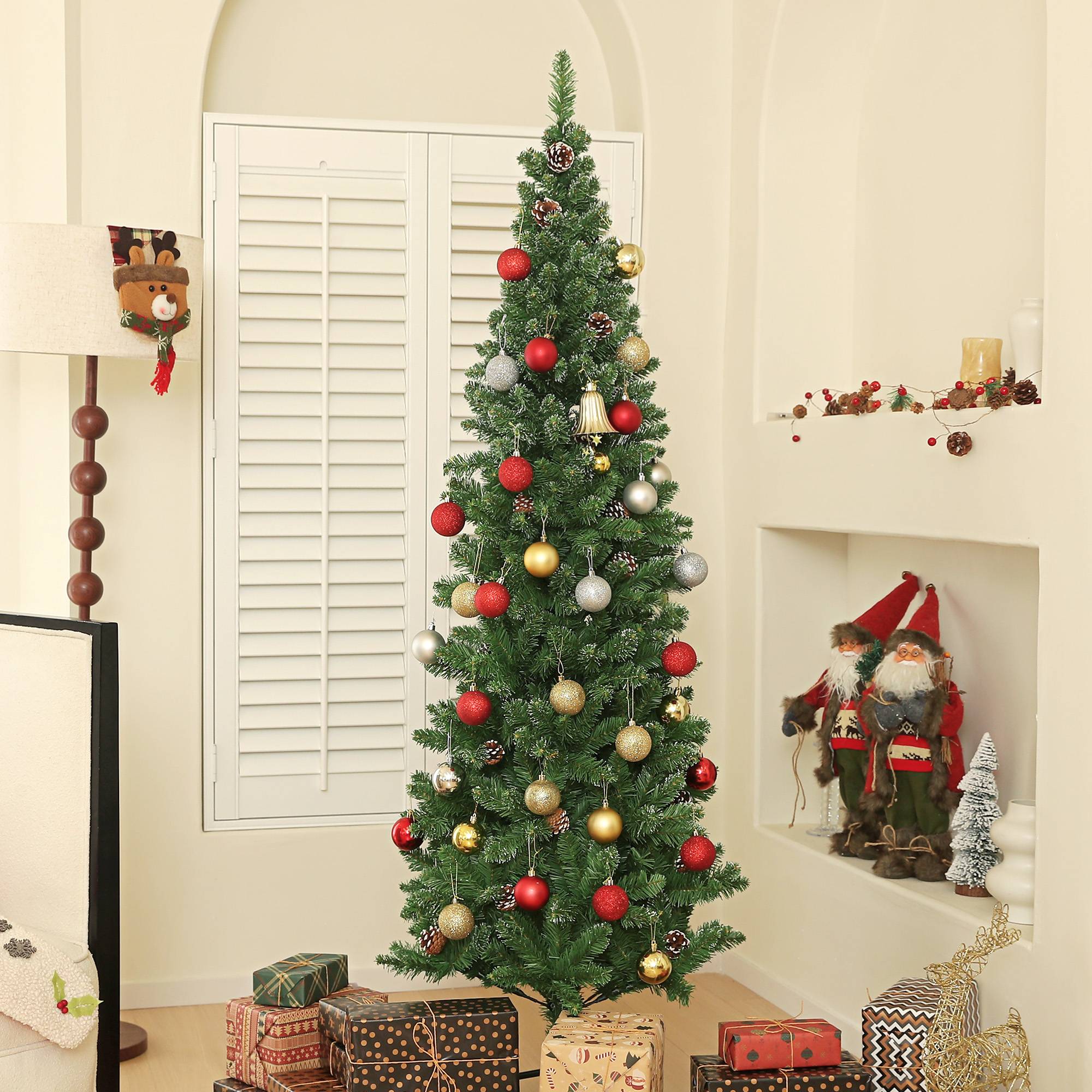 Sapin de Noël artificiel 180 cm arbre de Noël Slim avec support en acier pliable, 618 branches épines, vert - Image 4