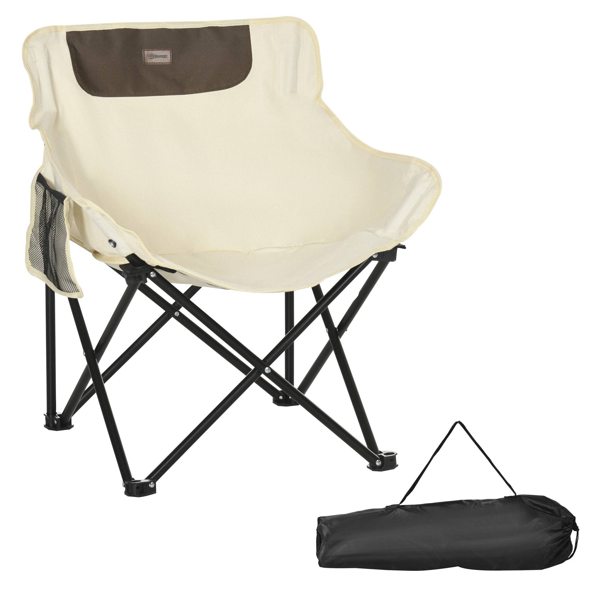 Chaise Camping Pliante Oxford Acier Jardin Plage Sac Transport Poche Blanc Léger - ComfortXL Outdoor Living - Image 2